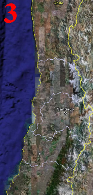 3) De natuurlijke Biotoop van de Jubaea chilensis, het midden van Chili rond de stad Santiago